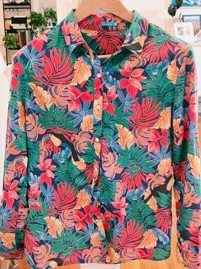 J.McLaughlin Womens Large (L) Lois Button-Down Shirt W/ Tropical Print